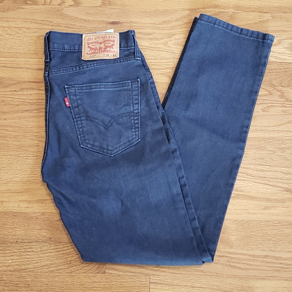 LEVI'S 511 Denim JEANS Waterless Deep Blue Straight Leg Slim Fit Levis 32 X 32